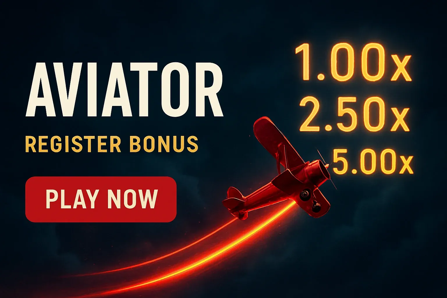 Aviator crash game banner with red plane and rising multipliers